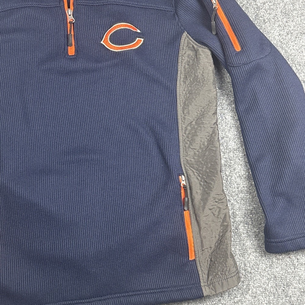 Chicago Bears NFL Team Apparel 1/4 Zip Waffle Knit Jacket Navy Small - Picture 2 of 6